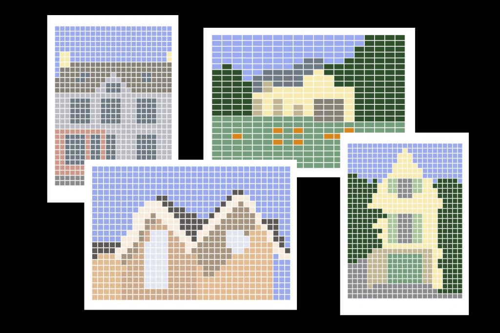 Recherches graphiques personnelles autour de l'image pixelisée - dessins numériques